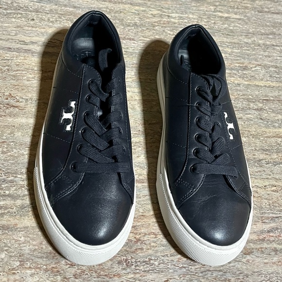 Tory Burch black leather sneakers